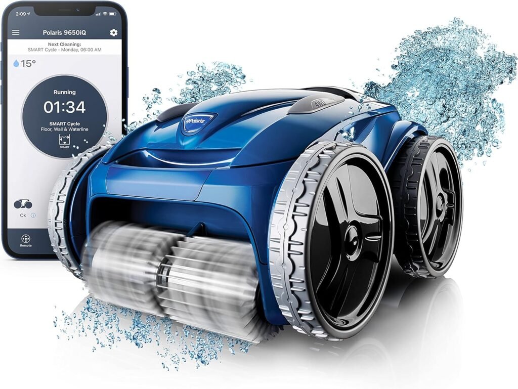 Polaris 9650iQ Sport Robotic Cleaner, Automatic Vacuum for InGround Pools up to 60ft, Smart App, WiFi, Amazon Alexa, 70ft Swivel Cable w/Strong Suction Easy Access Filter Canister Polaris 9650iQ Sport Robotic Cleaner, Automatic Vacuum for InGround Pools up to 60ft, Smart App, WiFi, Amazon Alexa, 70ft Swivel Cable w/Strong Suction Easy Access Filter Canister